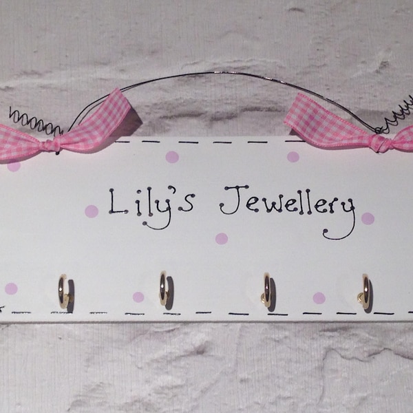 Personalised Sign Plaque - Jewellery or Keys Holder with Hooks ~ Home Sweet Home ~