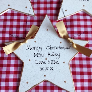 Personalised Christmas Thank You STAR Tree Decoration ~ TEACHER Gift