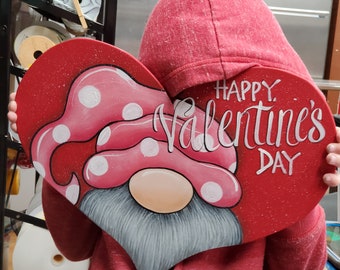 Digital Pattern, Valentine Gnome Heart, Painting Pattern, Gnome. DIY