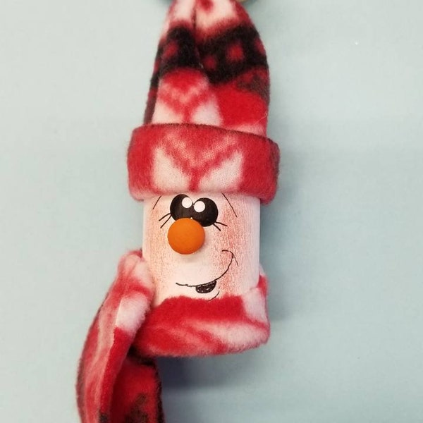 Wood Spool Snowman Ornament, Christmas tree ornament,  secret santa gift