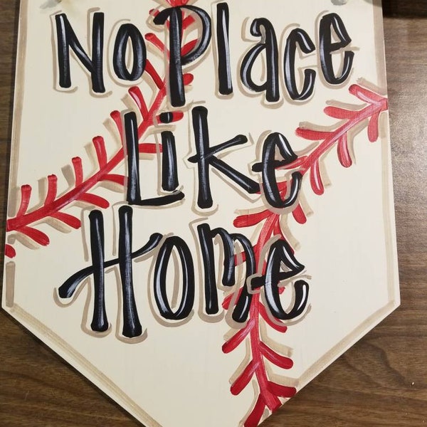 Home Plate Door Hanger, No Place Like Home, Baseball Theme Door or Wall Hanger, Summer door hanger, sports