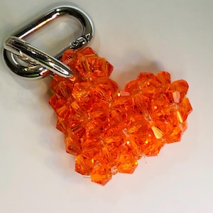 UT  Orange Crystal Heart  Purse Charm – Purse, Backpack, Keychain, Rear View Mirror, Luxury Gift