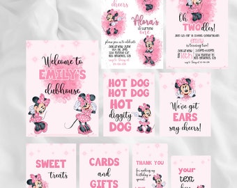 Minnie Mouse Birthday Party Bundle: Editable Invitations, Signage (Digital Download)