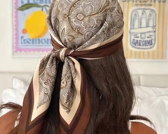 Satin Silk Paisley Boho Head Scarf – Versatile Hair Wrap, Neck Scarf, Bag Charm