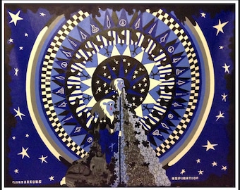 Original 1975 Hippie Masterpiece Quandarous Aspirations Massive 5ft Canvas A Prophetic Transmission from 1975