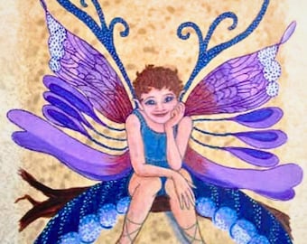 Oryginalny akrylowy obraz wróżki „Sekretna częstotliwość” na płótnie 16x20, kapryśna transmisja z głębokiego lasu