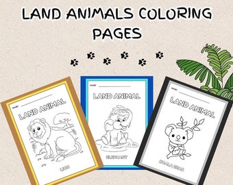 PRINTABLE Land Animals Coloring Pages. Kids Party Games, Jungle Birthday Favor, Animal Coloring Sheet, School Teacher Games