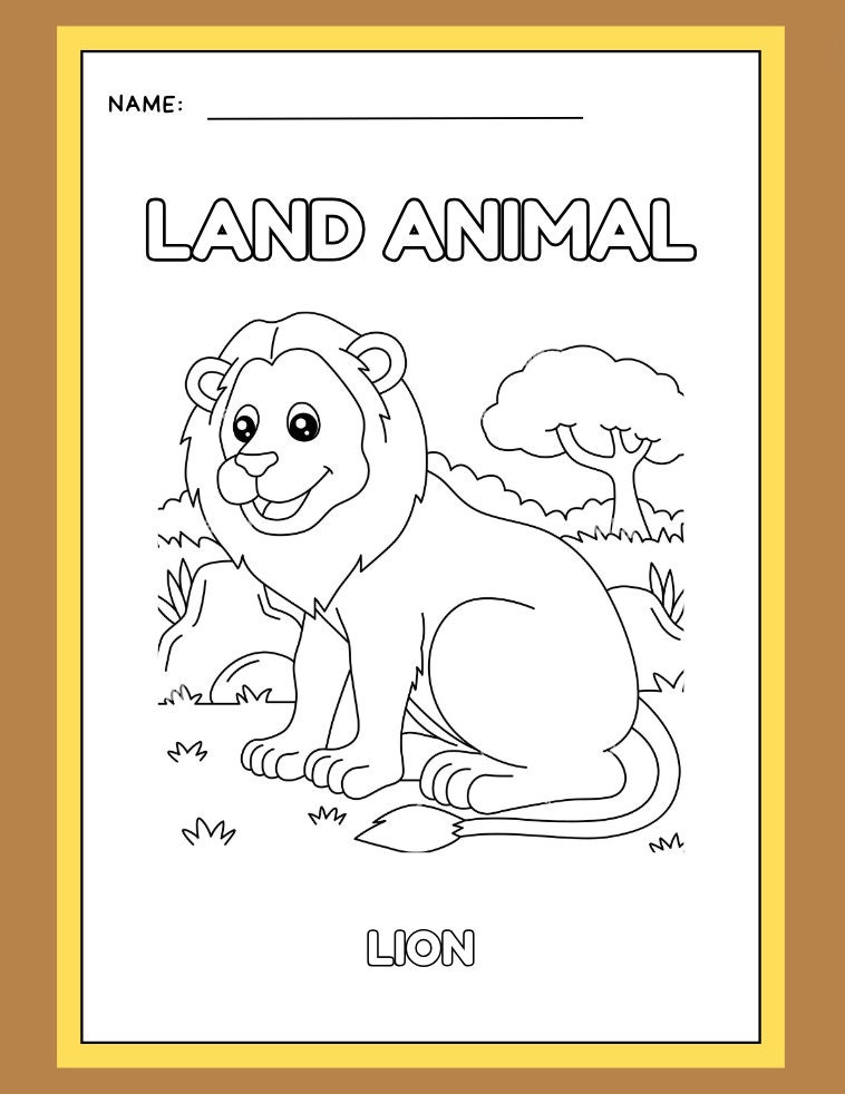 PRINTABLE Land Animals Coloring Pages. Kids Party Games, Jungle