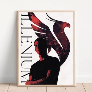 Póster vertical mate de música Bass (negro y rojo) de IlleniuM, impresión artística de pared de dubstep en blanco y negro, decoración de DJ EDM para el hogar, regalo para amantes de la música.