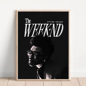 The Weeknd / Pósters verticales mate con estilo, arte mural minimalista, arte hip hop, regalo para fans del R&B, arte en blanco y negro, ambiente nocturno