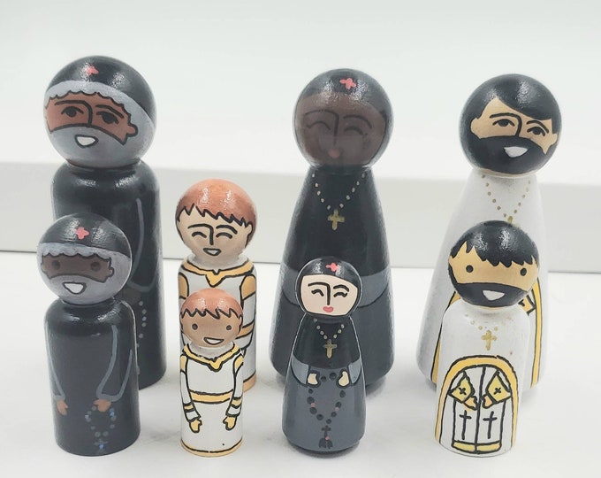 Large Multicultural Monk Nun Priest Acolyte Peg Dolls - Etsy