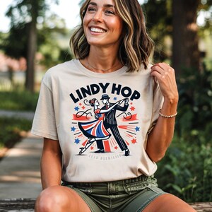 Lindy Hop Dancers T-Shirt | Vintage Swing Dance Illustration