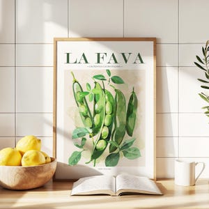 Fava Print, Vegetable Wall Art, Kitchen Art, Italian Kitchen Print, Green Kitchen Art, Food Prints, Vegetable Art, Kitchen Wall Art