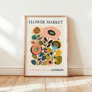 London Flower Market Poster: Retro Floral Botanical Print