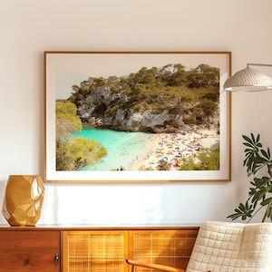 Strand Kunst, Küsten Wandkunst, Fine Art Fotografie Druck, Mittelmeer Druck, Ozean Fotografie, Luftaufnahme, kleine Leute, gerahmt oder ungerahmt