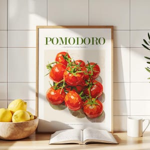 Tomato Poster, Italian Kitchen, Food & Fruit Art, Oil Painting, Vintage Food Print, Trendy Retro Print, Mid Century Print