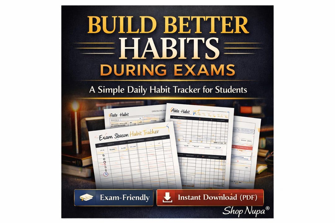 Exam Season Habit Tracker for Students | Daily Routine & Wellness ...