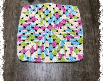 Crocheted Square Dish Cloth-You Choose Color