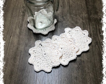 Soft Ecru Crocheted Coasters-Set Of Four