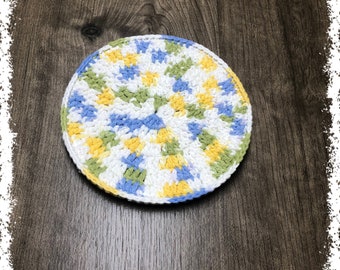 Cool Breeze Ombre Crocheted Round Cotton Potholder