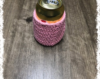 Rose Pink Crocheted Can Cover