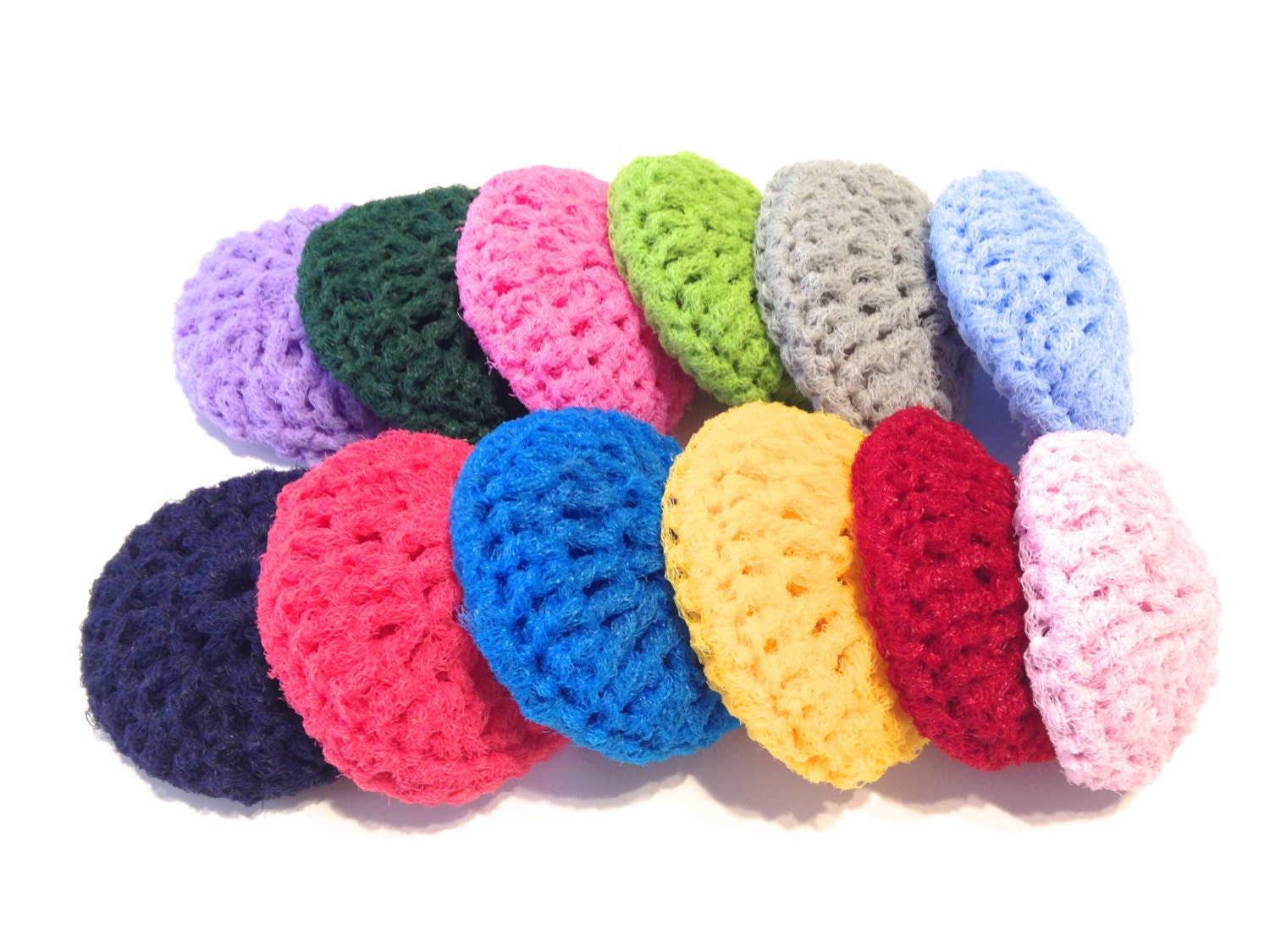 Assorted Crocheted Nylon Netting Dish Scrubbies-Mystery Lot Of Twelve