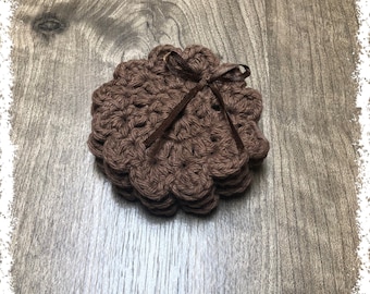 Warm Brown Crocheted Face Scrubbies-Miniature Trio