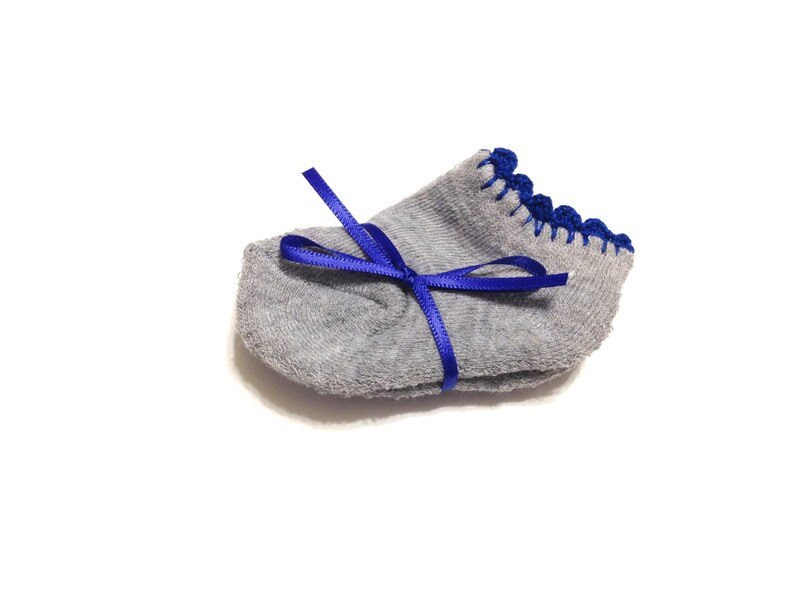Infant Girl Socks With Crocheted Shell Stitch-Size 0-6 Months-Trio Of Blues