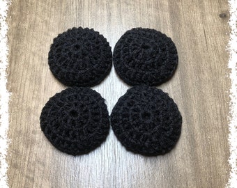 Black Or White Crocheted Nylon Netting Dish Scrubbies-Set Of Four-You Pick Color