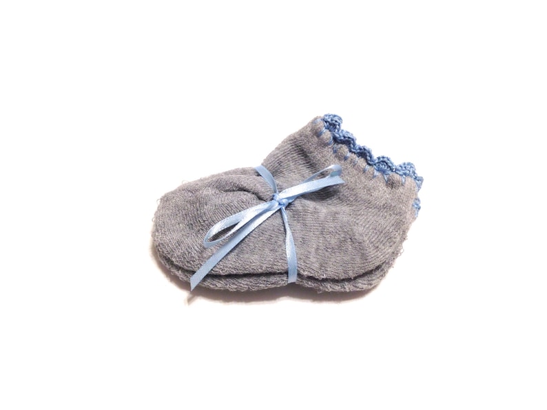 Infant Girl Socks With Crocheted Shell Stitch-Size 0-6 Months-Trio Of Blues