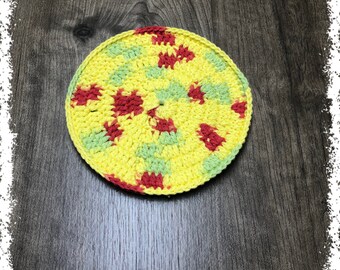Peace Crocheted Round Cotton Potholder