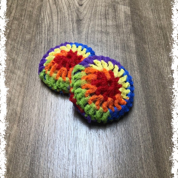 Rainbow Crocheted Nylon Netting Dish Scrubbies- You Choose Quantity