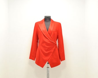 Vintage-Blazer aus feiner Wolle von Rena Lange in Rot, Größe M.............