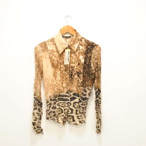 Vintage Roberto Cavalli printed silk shirt , women&#39;s shirt , size S/M