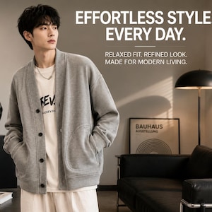 Korean Fashion Cardigan Grey - Etsy