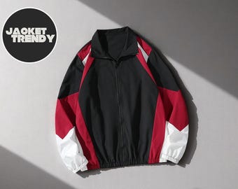 Windjack met kleurvlakken | Retro streetwear-bovenkleding