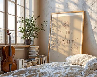 Be The Light | Inspirational Quote Poster | Positive Printable Wall Art Digital Download