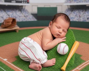 Newborn Pinstripe Baseball Pants: Handmade Baby Uniform Pants in Newborn size only.
