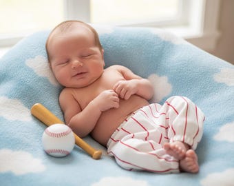 Newborn Pinstripe Baseball Pants: Handmade Baby Uniform Pants in Newborn size only
