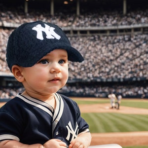 Yankees Newborn Baseball cap - Crochet Baby Boy Hat - handmade knit beanie, gift for baby boy or girl