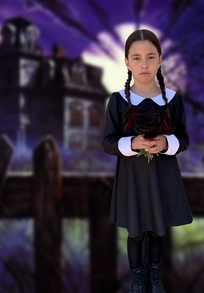 Vestito Mercoledì Addams Bambina，Costume Mercoledi Addams，Gonna