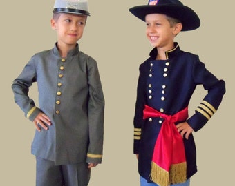 Einzigartig! BRÜDER, Nord und Süd, Set mit zwei Bürgerkriegskostümen, Größe 6 - Versandfertig