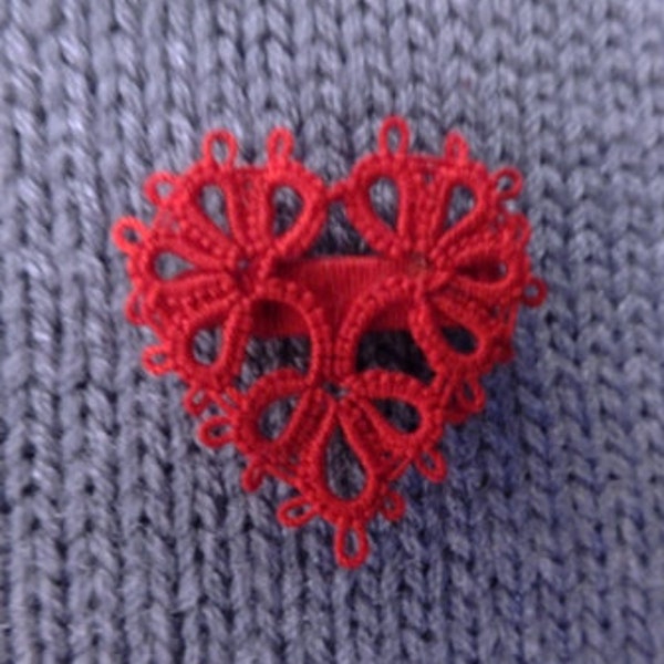 Tatted Valentine Heart Pin