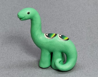 Jade green mini dinosaur brontosaurus cute hand sculpted figurine