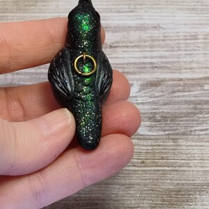 Hand sculpted chonky Raven Crow rattle miniature polymer clay bird sculpture OOAK image 5