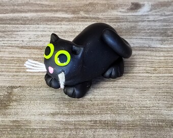 Black loaf cat void kitty hand sculpted cute miniature figurine