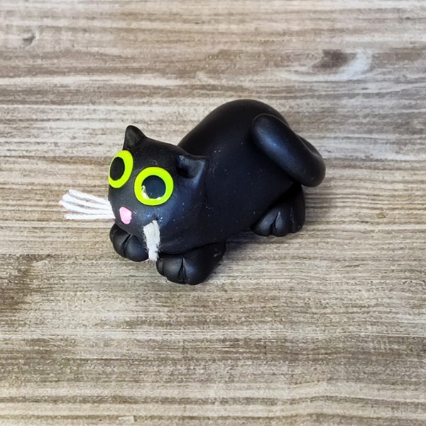 Black loaf cat void kitty hand sculpted cute miniature figurine