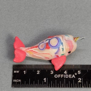 Miniature narwhal in candy colored swirls handmade polymer clay figurine image 7