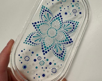 Resin tray, hand painted mandala