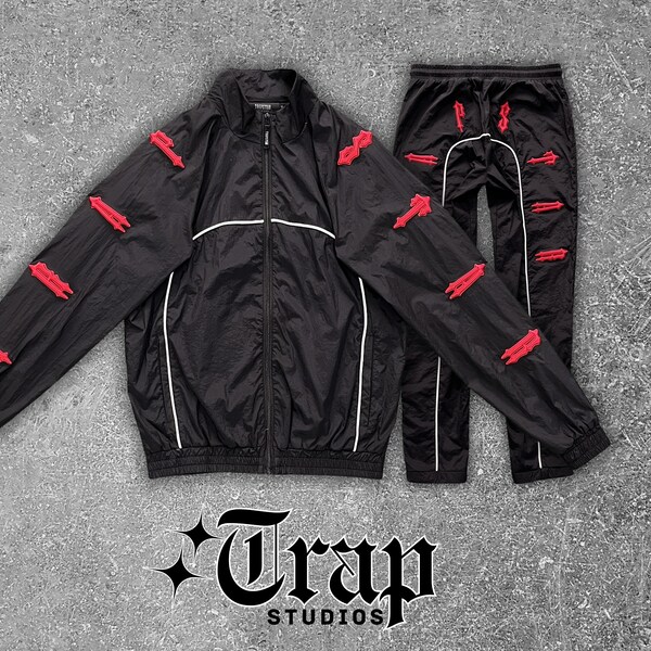 Trapstar Irongate T Shellsuit 2.0 Black Red Tracksuit Trapstar Shellsuit Irongate T Black Red Tracksuit, Black Red Jacket & Pants Set